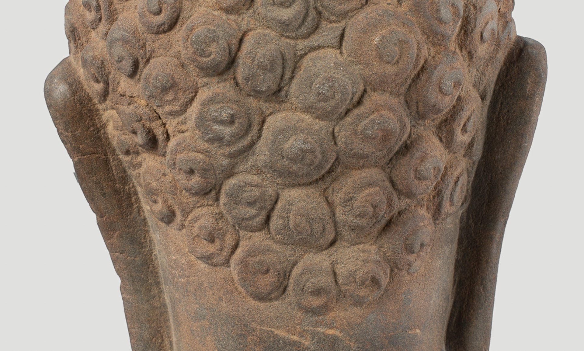 Buddha Statue - Antique Dvaravati Style Thai Stone Buddha Head Statue - 27cm/11"