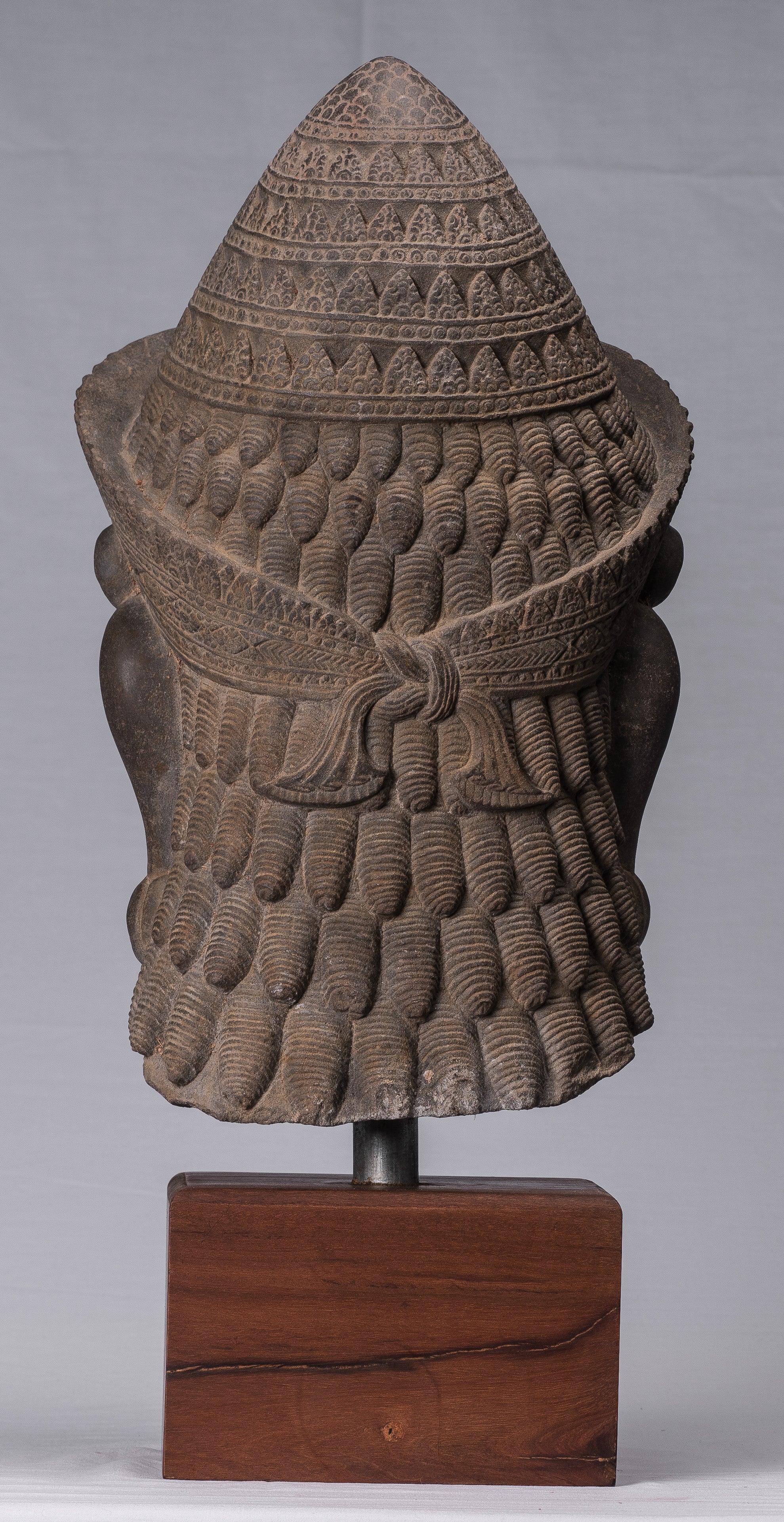 Estatua de Guardian - Antigua Khmer Stone Banteay srei Style Yaksha Temple Guardian - 58 cm / 23 "