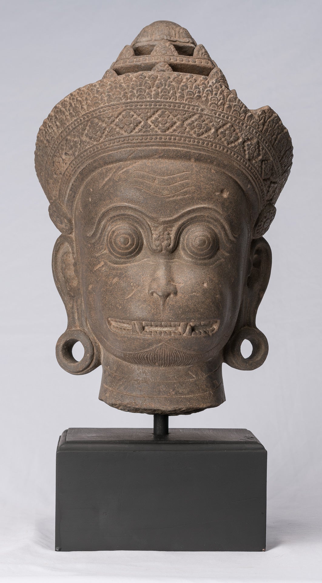 Antique Khmer Style Stone Banteay Srei Hindu God Hanuman Statue-56cm/22 " Tall