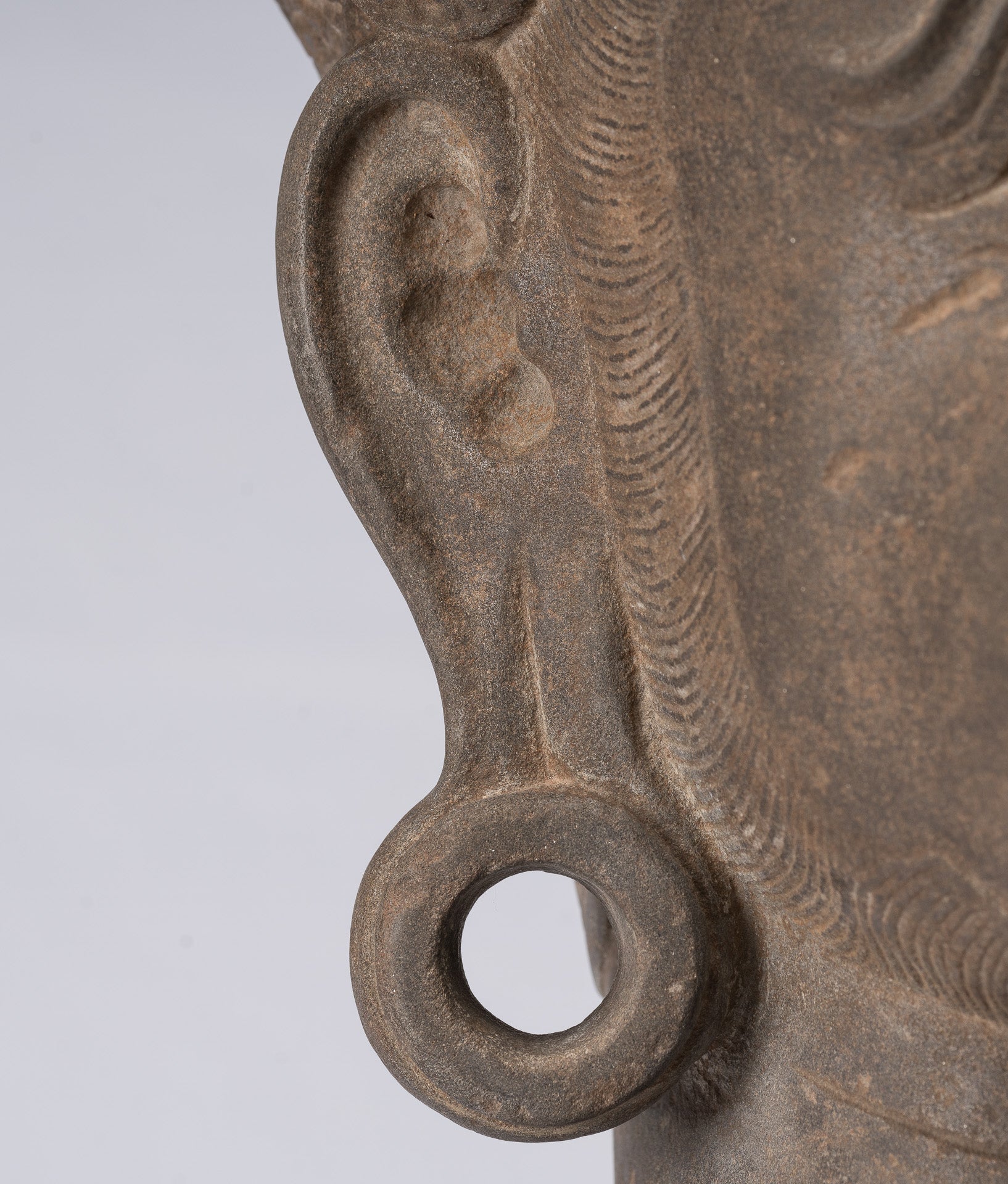 Antique Khmer Style Stone Banteay Srei Hindu God Hanuman Statue-56cm/22 " Tall