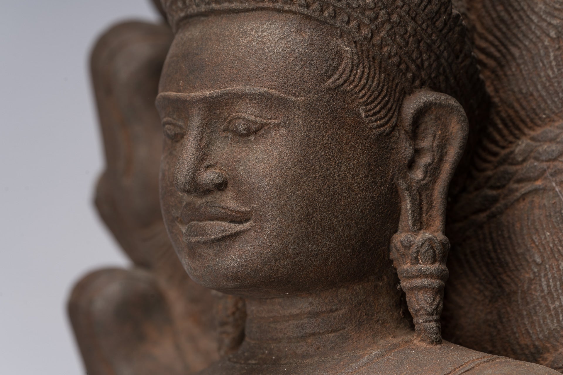 Statua Buddha - Antique Bayon Style Khmer Stone seduto Naga Meditazione Buddha - 67 cm/27 "