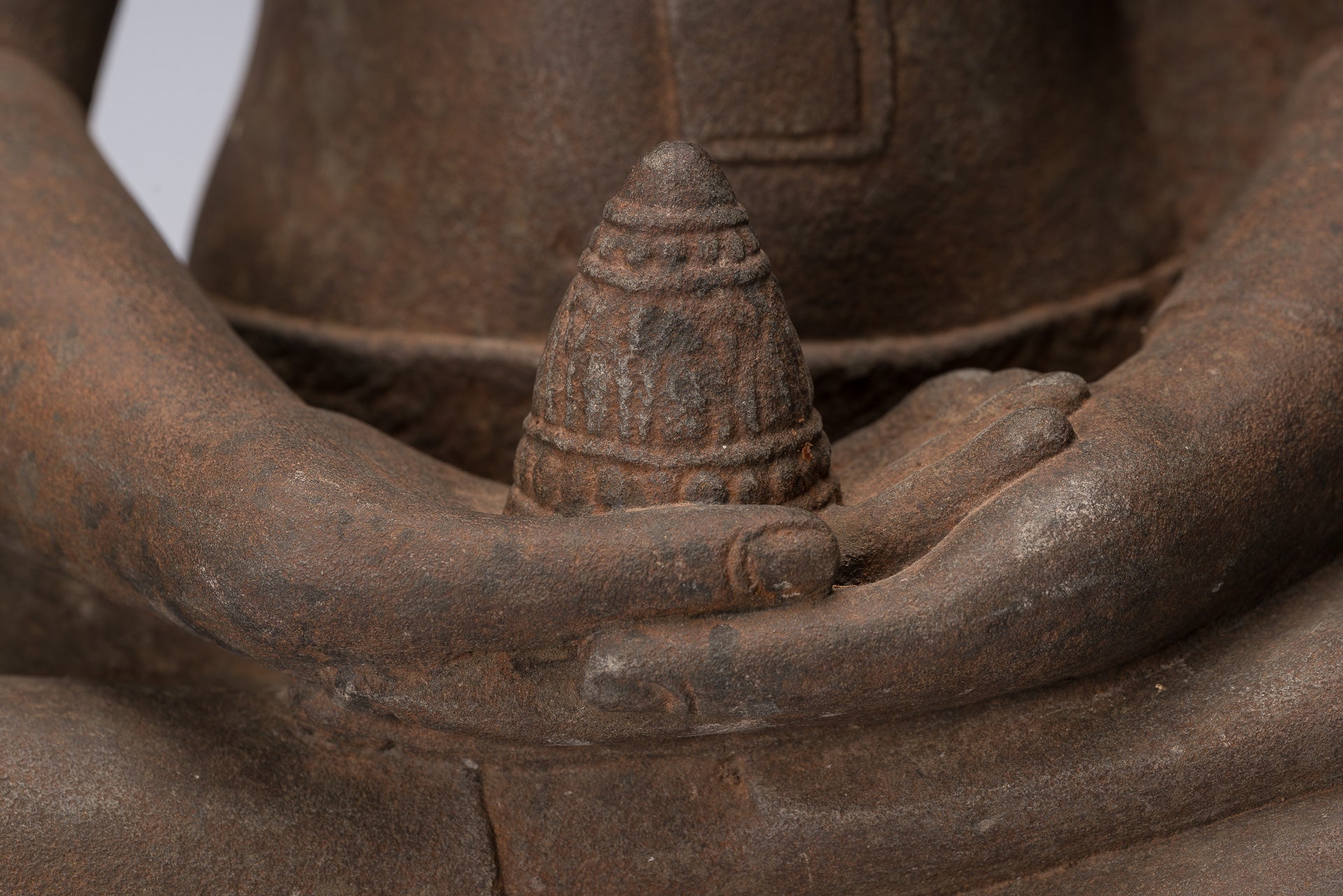 Statua Buddha - Antique Bayon Style Khmer Stone seduto Naga Meditazione Buddha - 67 cm/27 "