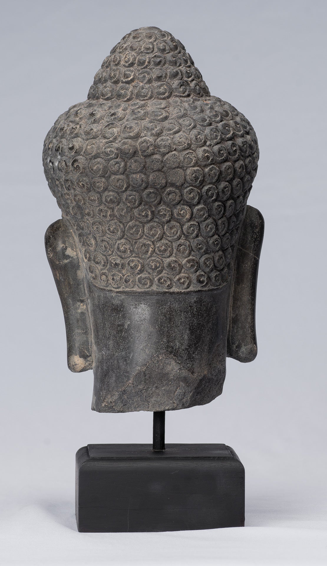 Shiva Statue - Antique Khmer Style Black Stone Yaksha e Yakshaswaroop Shiva Head- 31cm/12 "