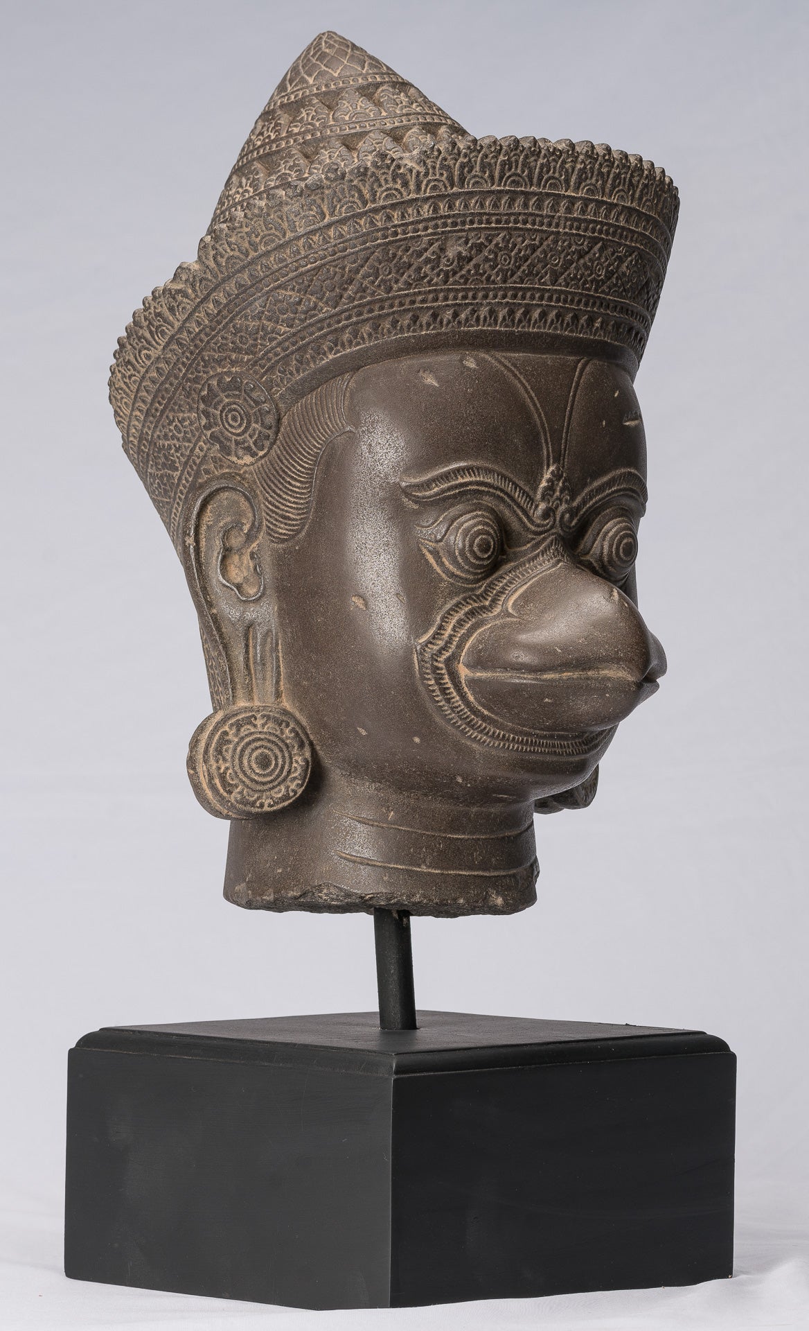 Garuda Statue-Antique Banteay Srei Style Stone Khmer Garuda Vishnu Statue-56cm/22 "