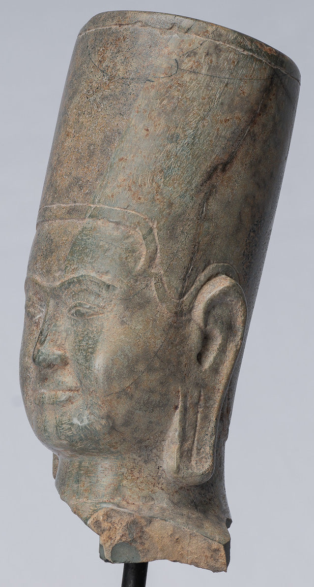 Antique Phnom Da Style Khmer Vishnu Head - Protector & Preserver - 28cm/11"