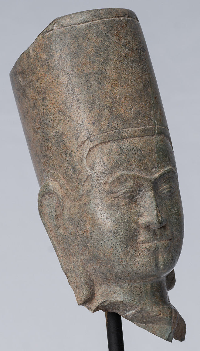 Antique Phnom Da Style Khmer Vishnu Head - Protector & Preserver - 28cm/11"