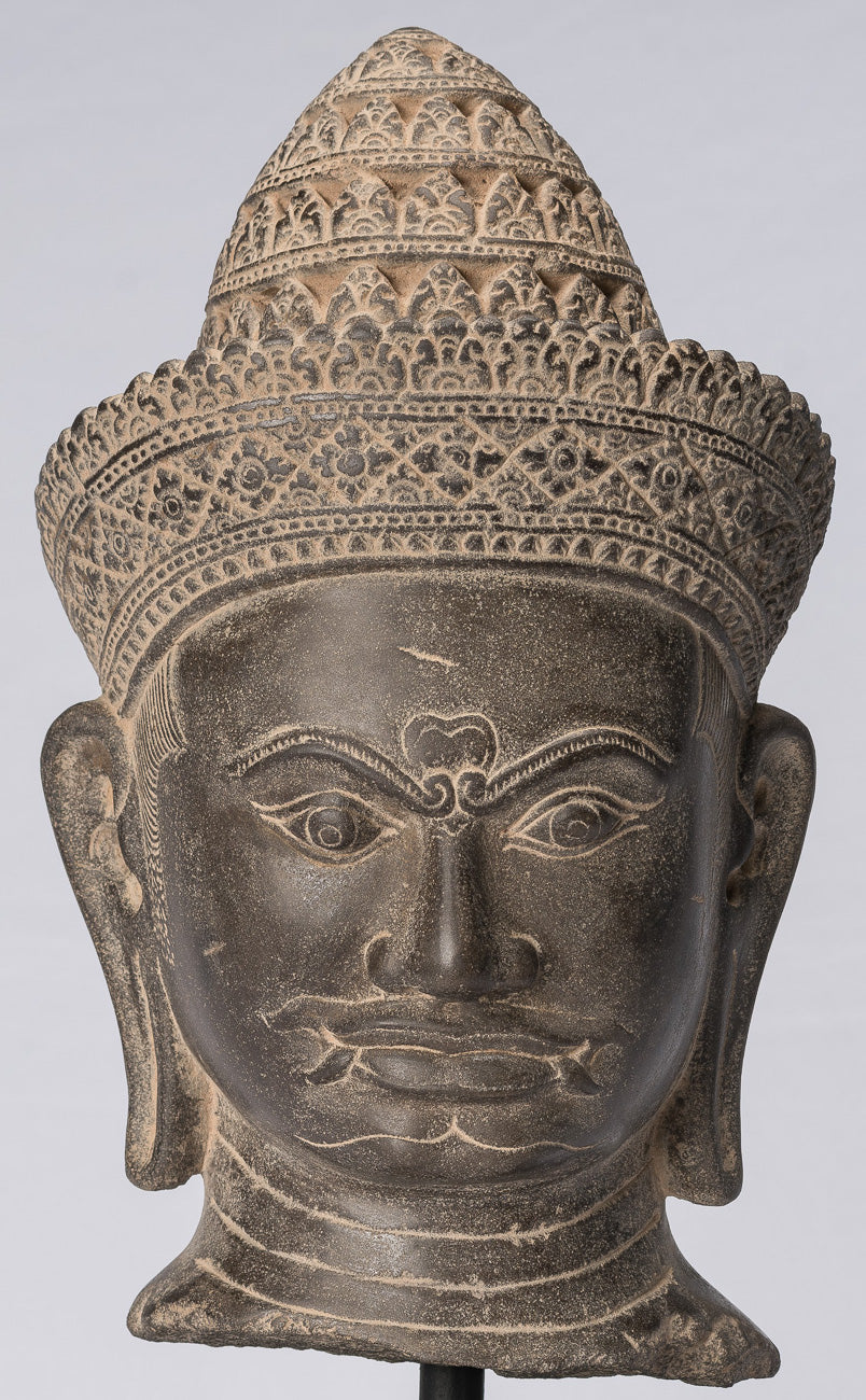 Guardian Statue-Antique Khmer Stone Banteay Srei Style Yaksha Temple Guardian-43cm/17 "