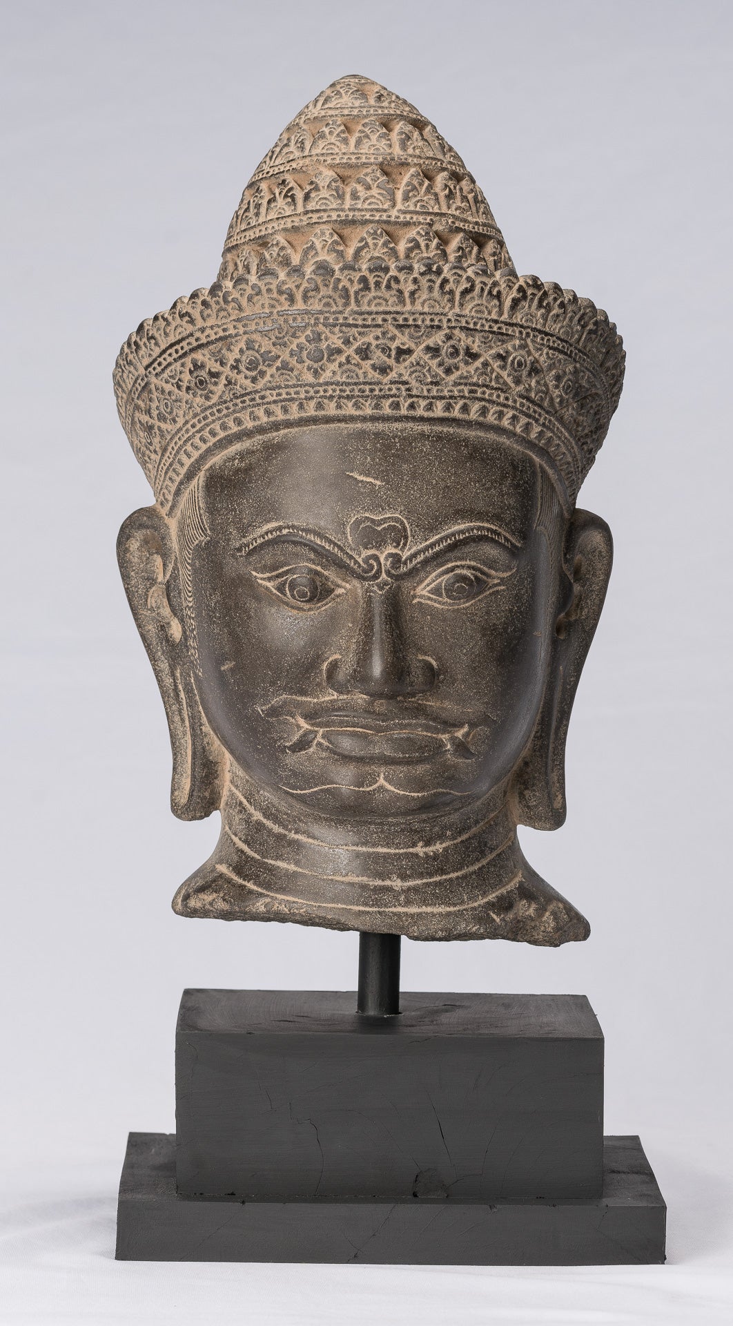 Guardian Statue-Antique Khmer Stone Banteay Srei Style Yaksha Temple Guardian-43cm/17 "