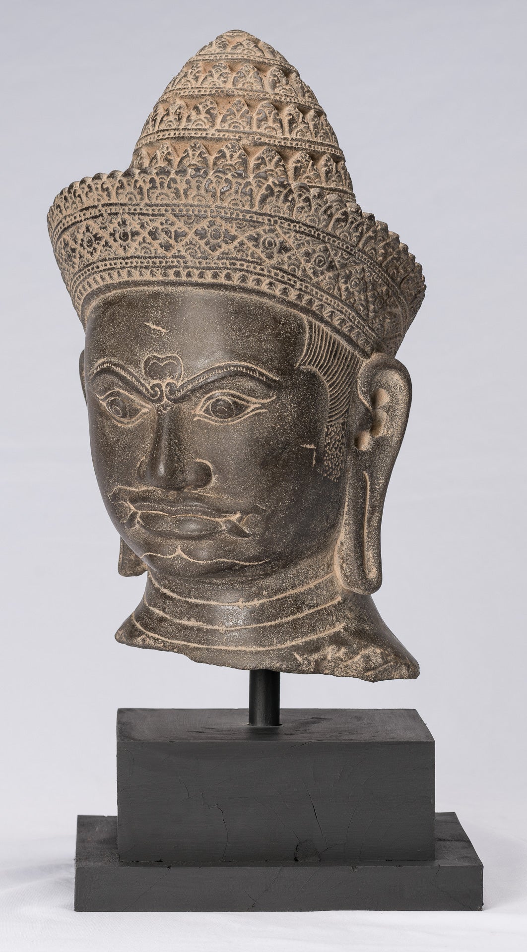 Guardian Statue-Antique Khmer Stone Banteay Srei Style Yaksha Temple Guardian-43cm/17 "