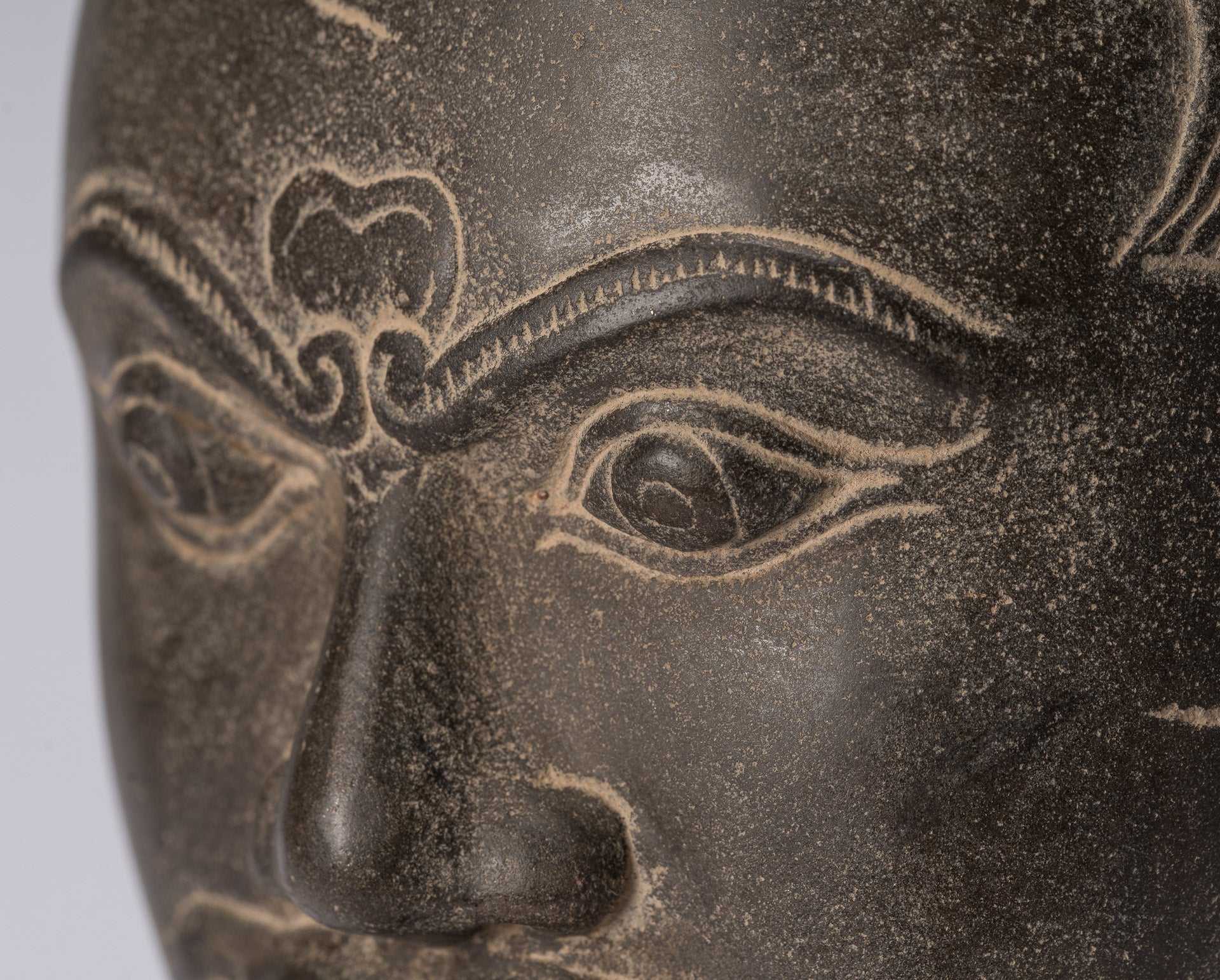 Guardian Statue-Antique Khmer Stone Banteay Srei Style Yaksha Temple Guardian-43cm/17 "