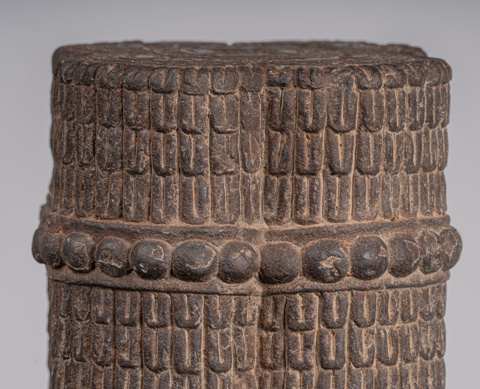 Statua Brahma - Antique Khmer Style Koh Ker Stone Brahma Head - Hindu God Creation - 42cm/17 "