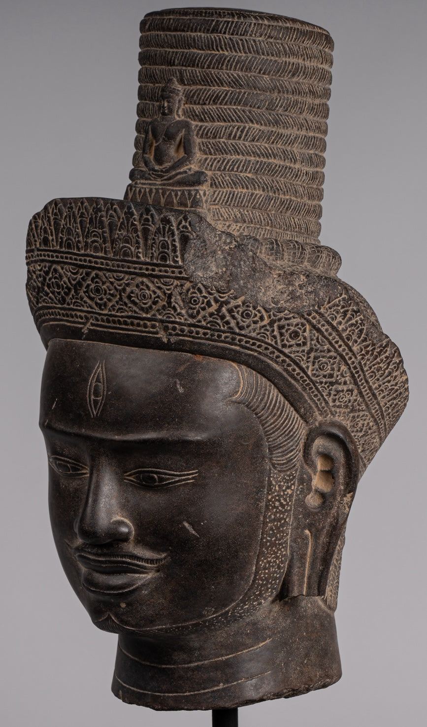 Antique Koh Ker Style Stone Bodhisattva Avalokitesvara Statue - 55cm/22"