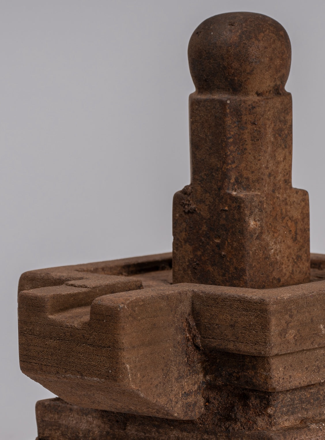 Linga Statue - Antique Khmer Style Two Piece Stone Linga / Lingnum & Yoni - 20cm/8"