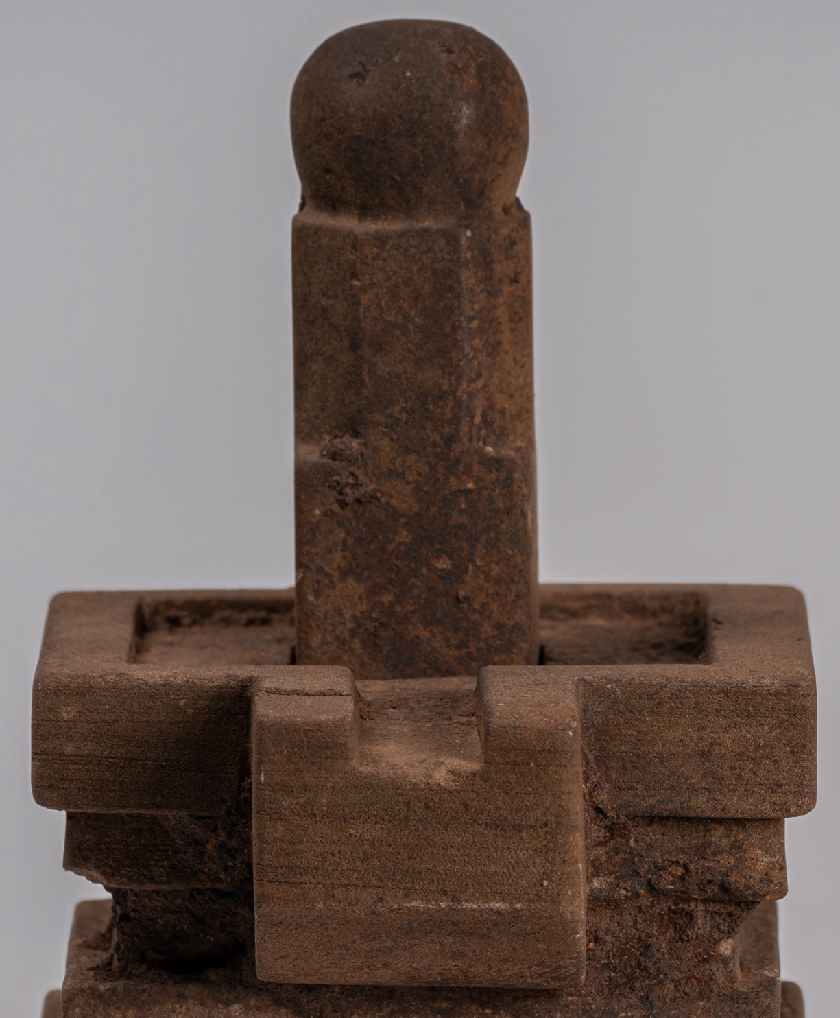 Linga Statue - Antique Khmer Style Two Piece Stone Linga / Lingnum & Yoni - 20cm/8"