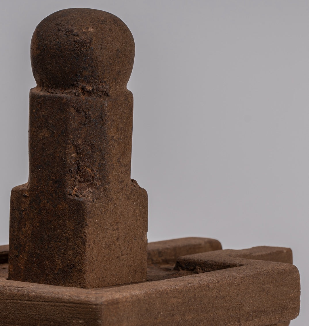 Linga Statue - Antique Khmer Style Two Piece Stone Linga / Lingnum & Yoni - 20cm/8"