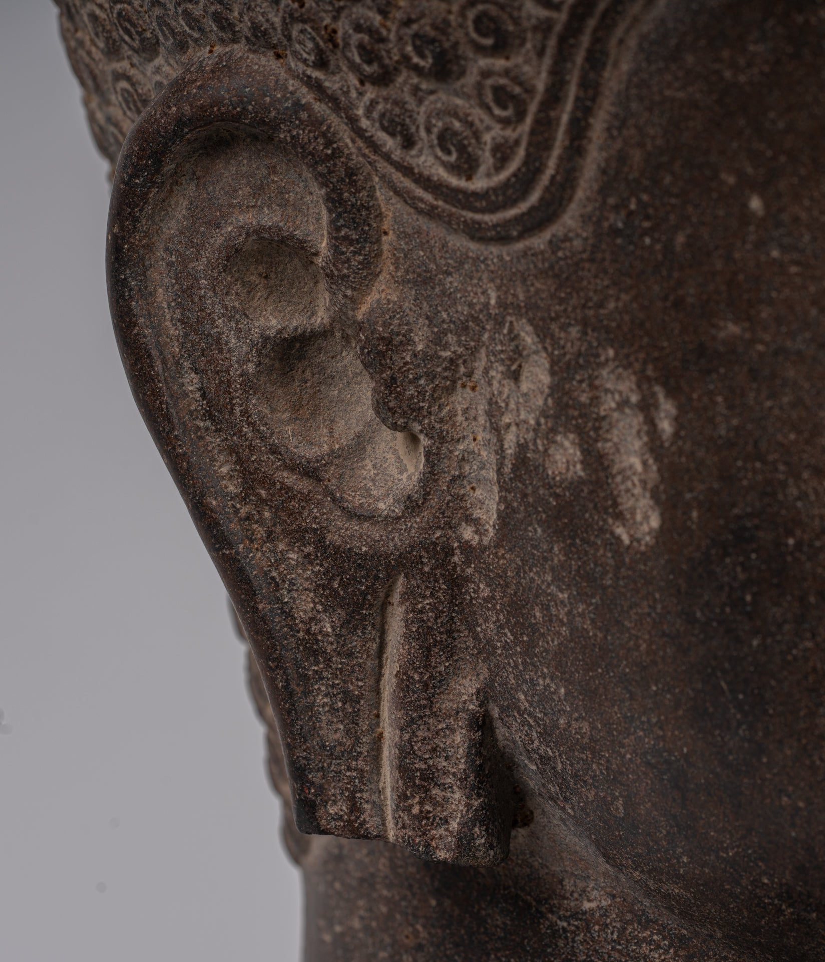 Estatua de Shiva - Estatua de cabeza de piedra marrón de estilo juvial de estilo juvial - El destructor - 52 cm/21 "