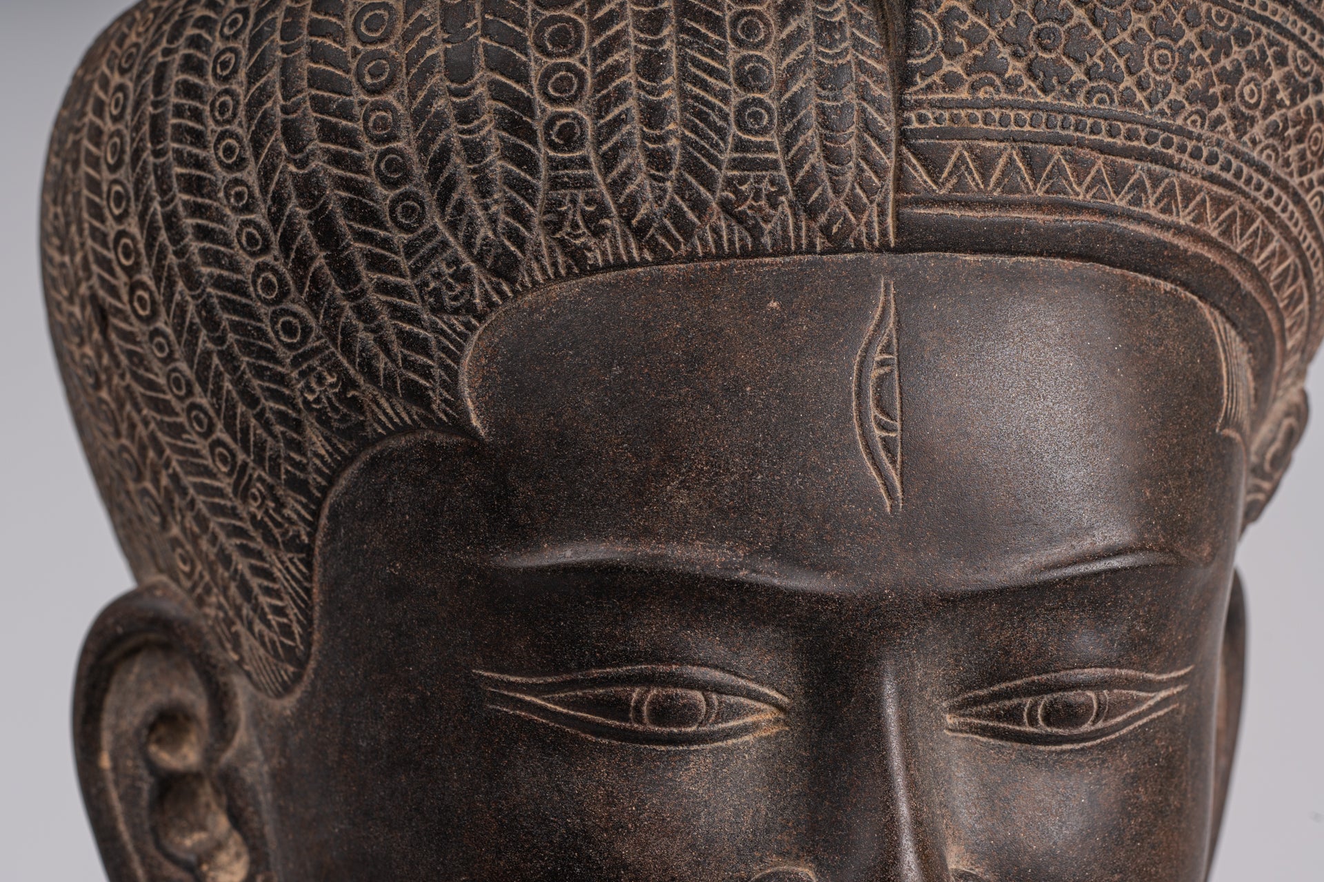 Ardhanarishvara Statue - Antique Baphuon Style Khmer Sandstone Standing Shiva Parvati Statue - 57cm/23"