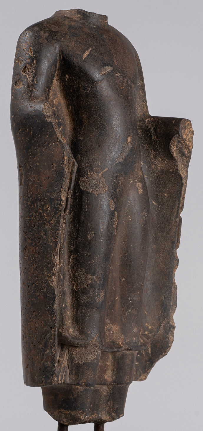 Buddha Statue - Antique Thai Style Standing Stone Dvaravati Buddha (probably) Statue - 58cm/23" Tall