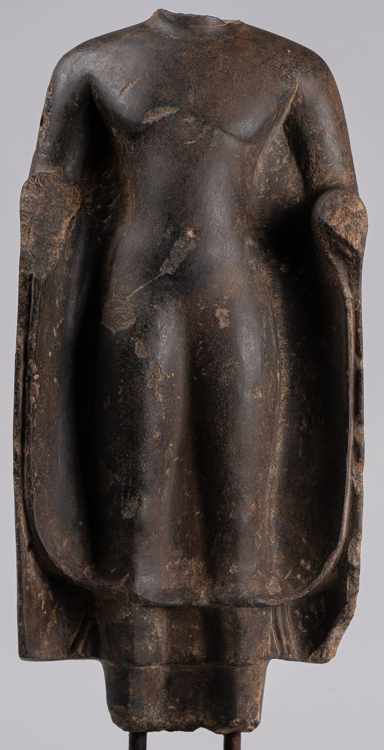 Buddha Statue - Antique Thai Style Standing Stone Dvaravati Buddha (probably) Statue - 58cm/23" Tall