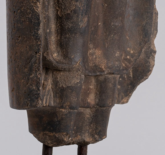Buddha Statue - Antique Thai Style Standing Stone Dvaravati Buddha (probably) Statue - 58cm/23" Tall