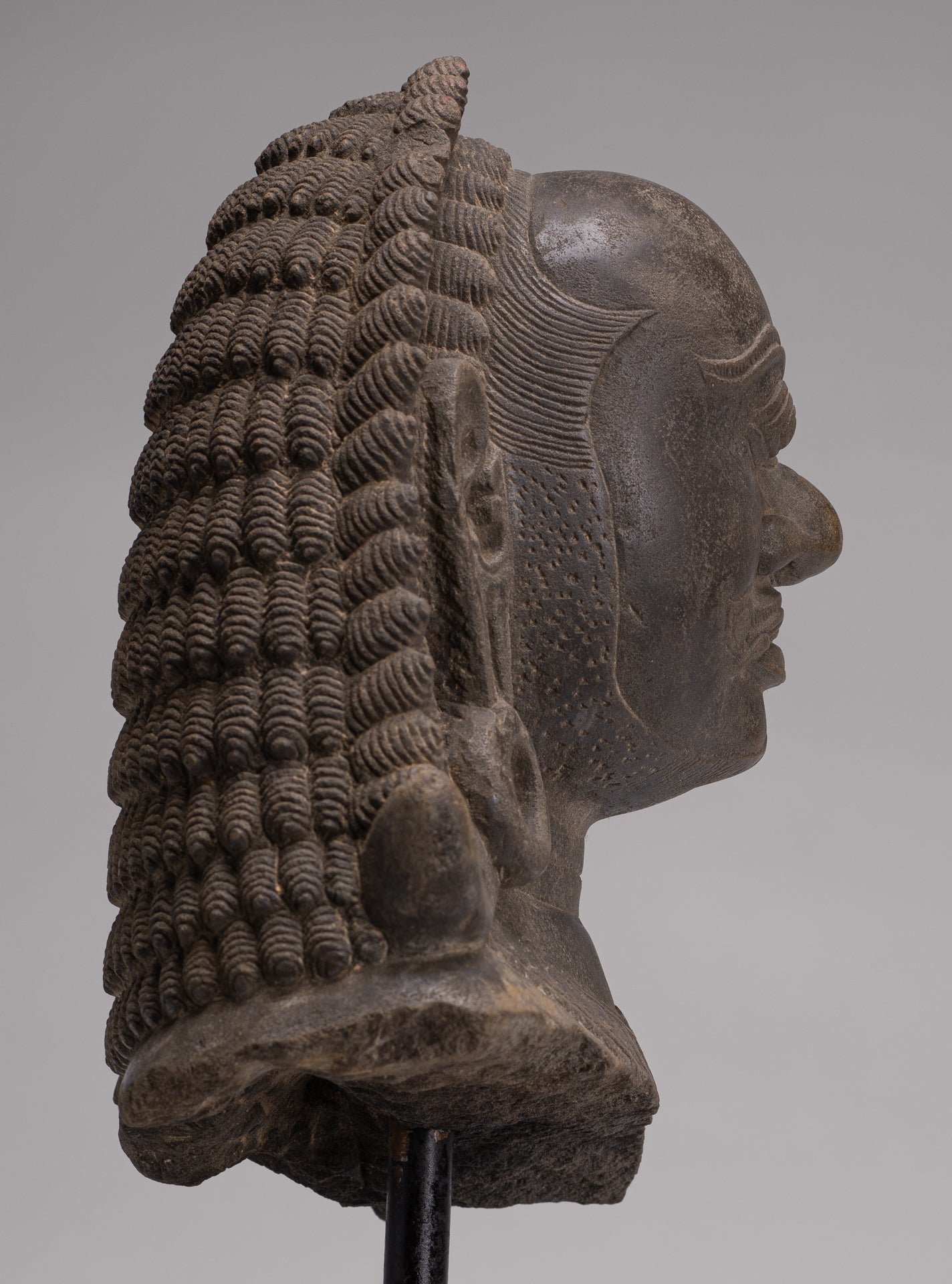 Guardian Statue - Antique Khmer Stone Angkor Wat Style Yaksha Temple Guardian - 42cm / 17"