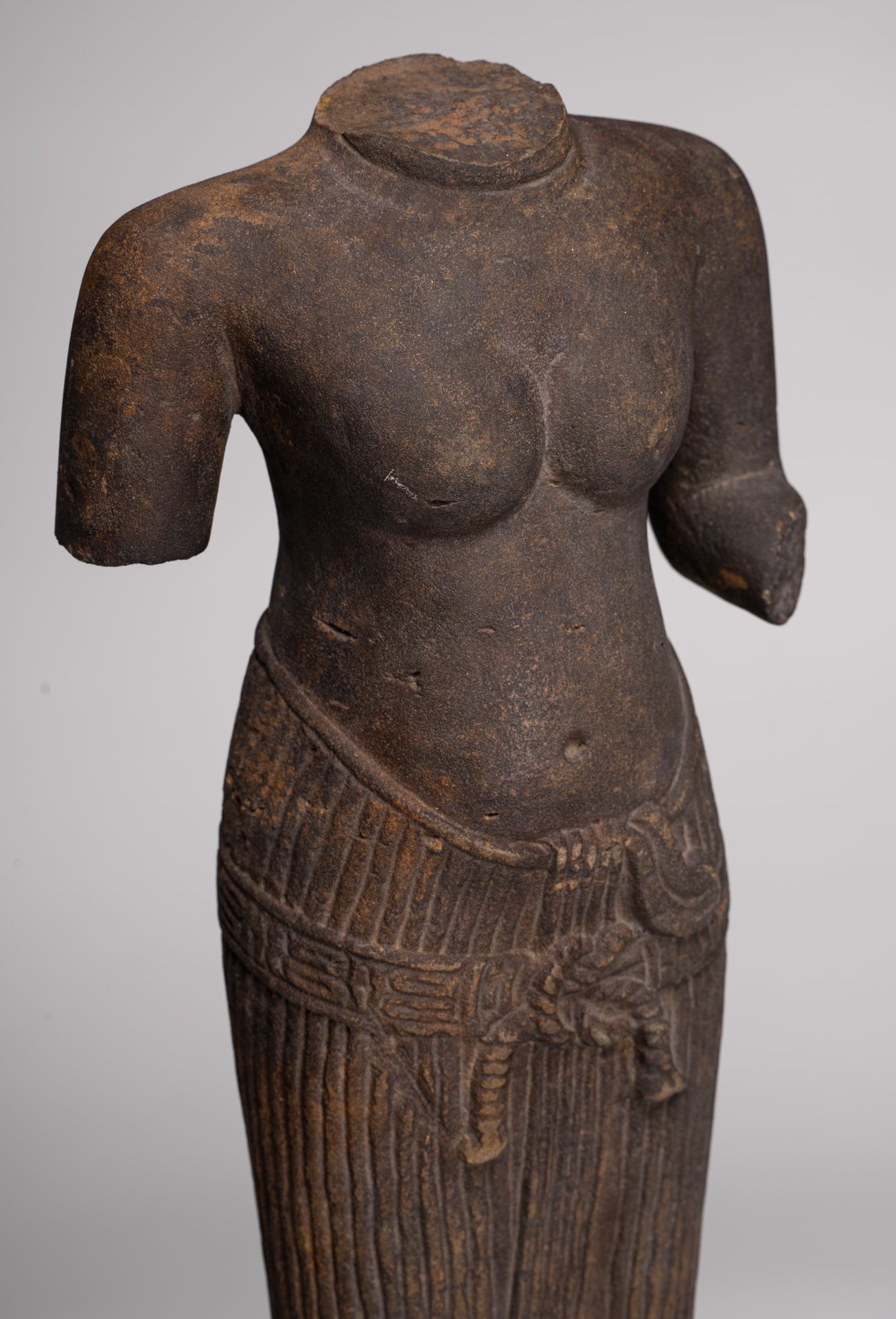 Lakshmi Statue - Antique Baphuon Style Stone Lakshmi / Devi Consort of Vishnu Torso - 57cm/23"