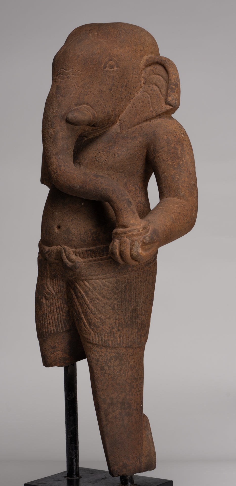 Ganesha Statue - Antique Khmer Style Stone Baphuon Mounted Ganesha Torso Statue - 66cm/26"