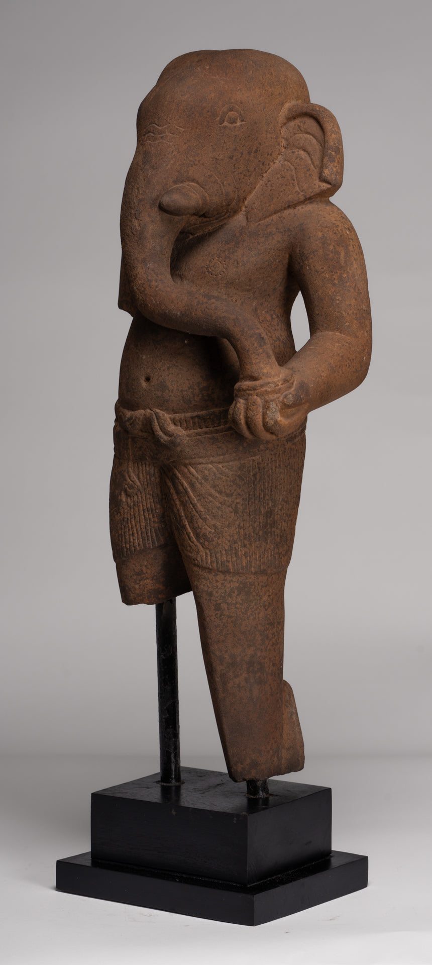 Ganesha Statue - Antique Khmer Style Stone Baphuon Mounted Ganesha Torso Statue - 66cm/26"