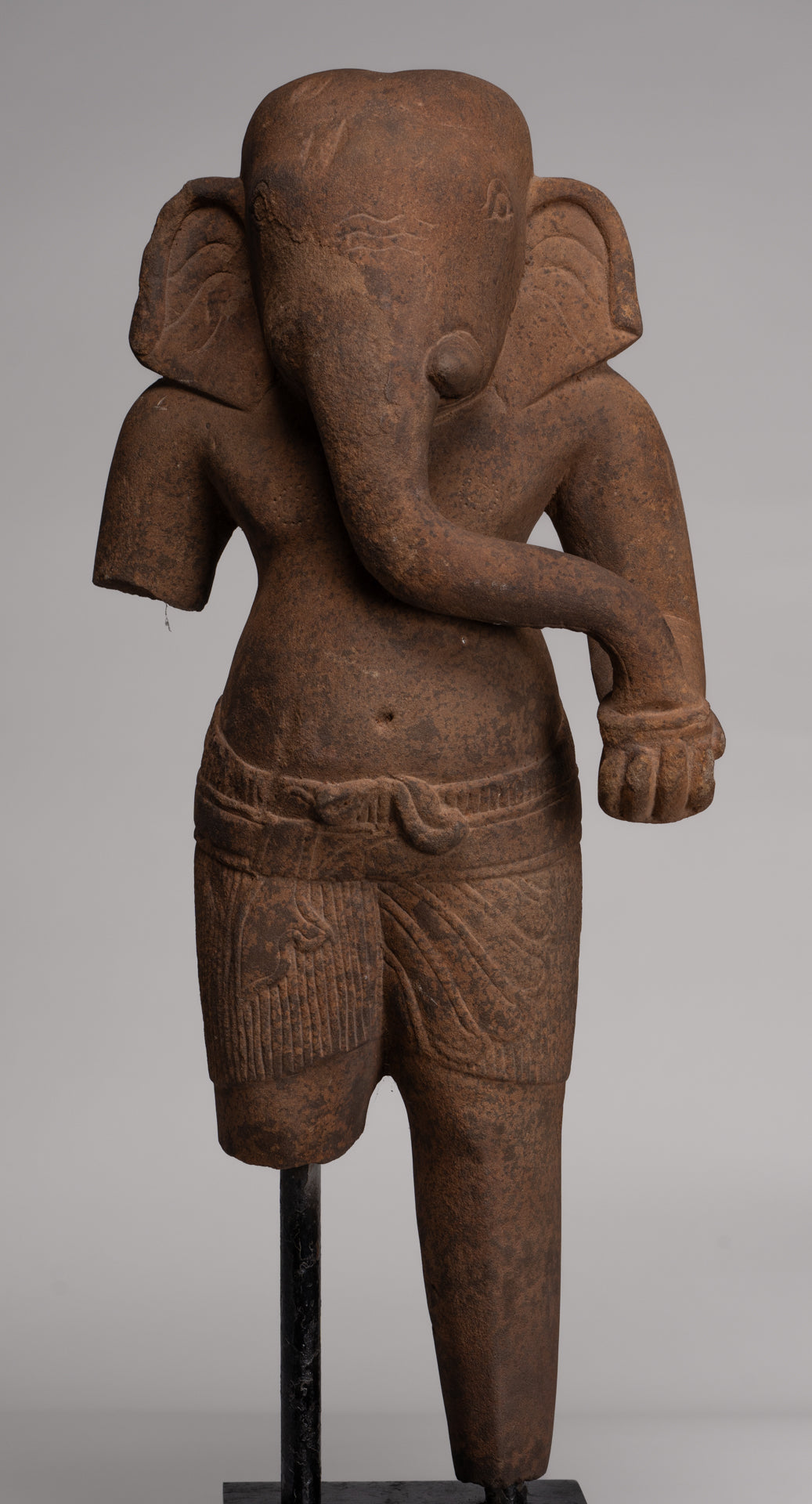 Ganesha Statue - Antique Khmer Style Stone Baphuon Mounted Ganesha Torso Statue - 66cm/26"