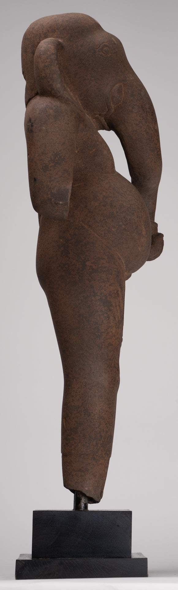 Ganesha Statue - Antique Vietnamese Style Stone Cham Mounted Ganesha Torso Statue - 70cm/28"