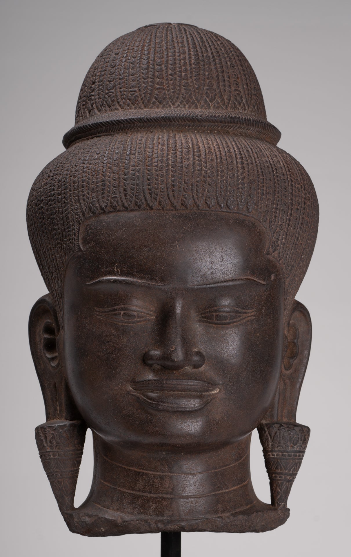 Parvati Statue - Antique Baphuon Style Khmer Stone Parvati Head Statue - 57cm/23"