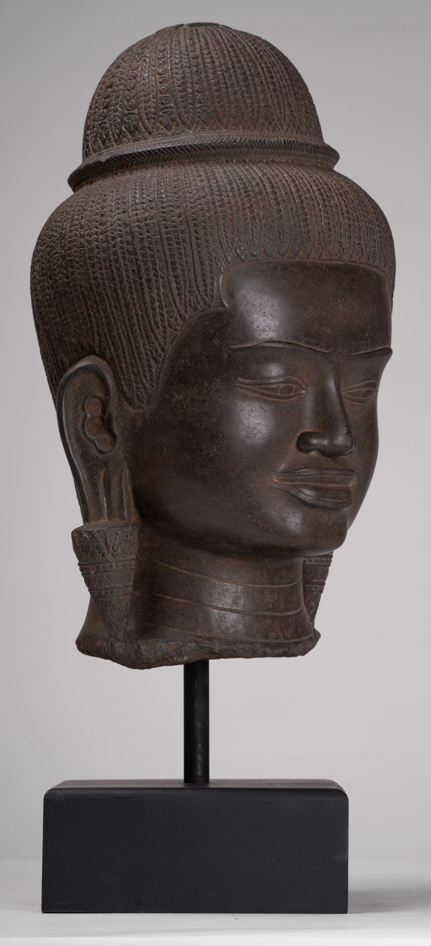 Parvati Statue - Antique Baphuon Style Khmer Stone Parvati Head Statue - 57cm/23"