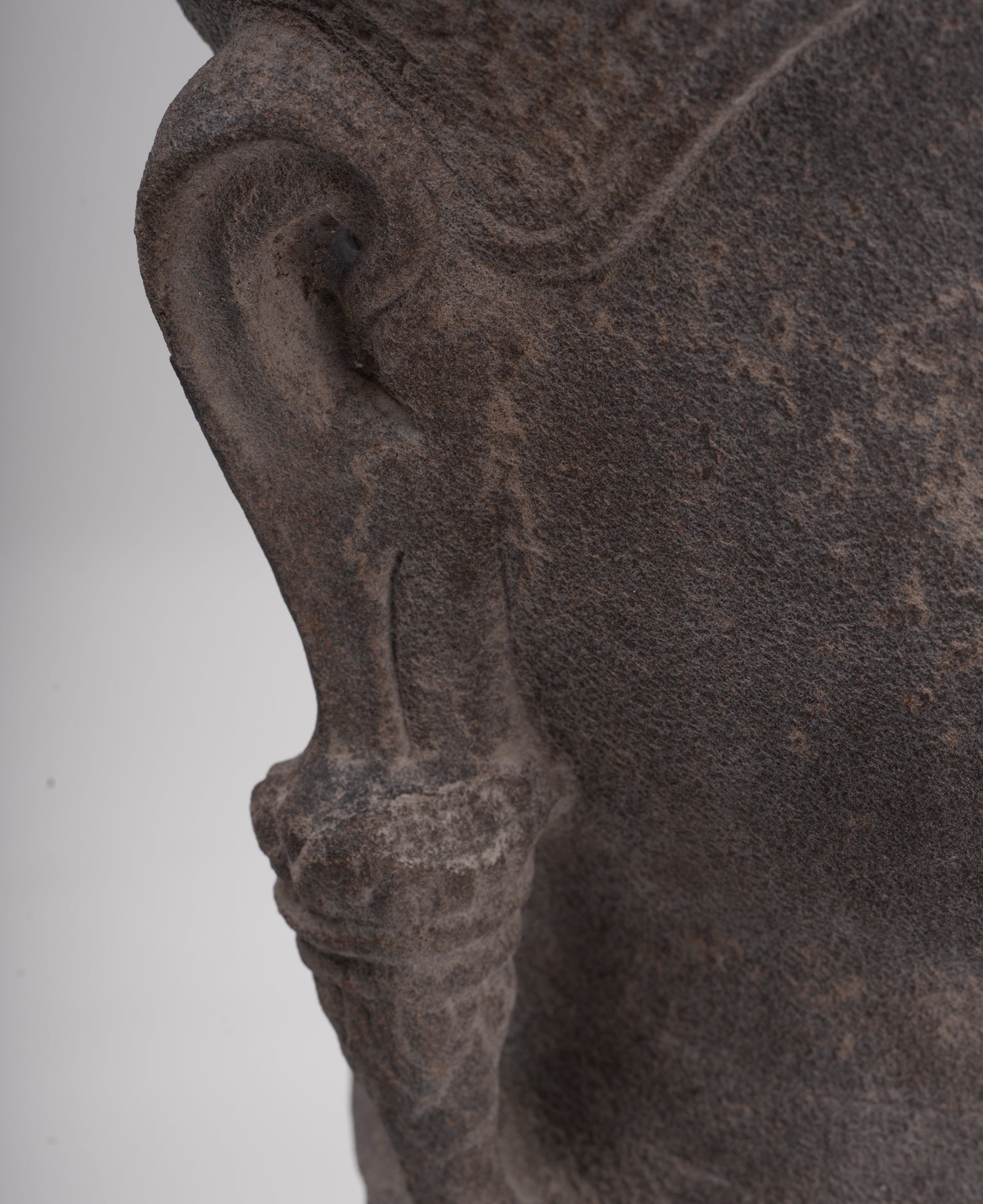 Jayavarman Statue - Antique Khmer Style Mounted Stone Jayavarman VII Head Statue - 53cm/21"