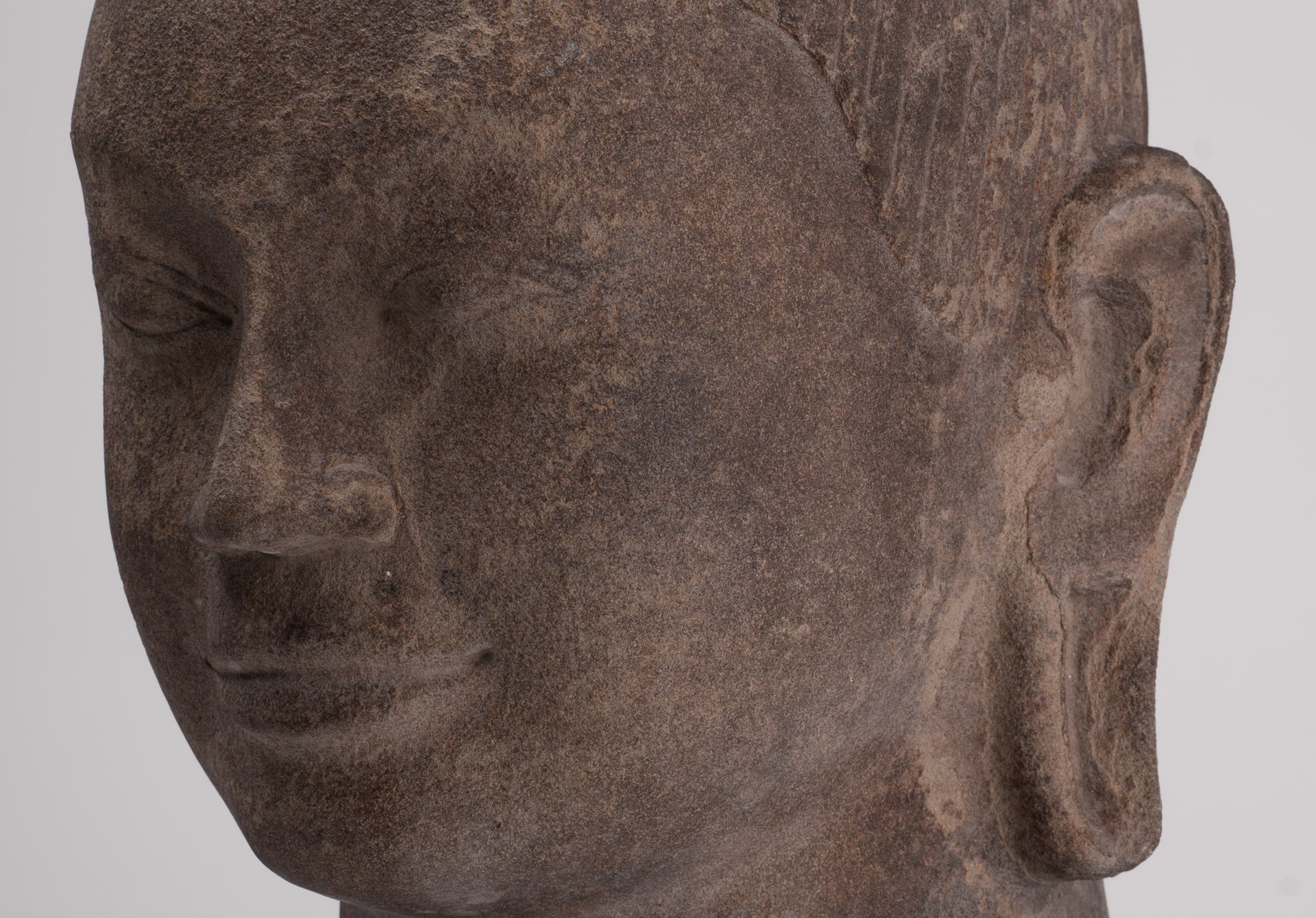 Female Statue - Antique Khmer Style Female Head - 46cm/18"