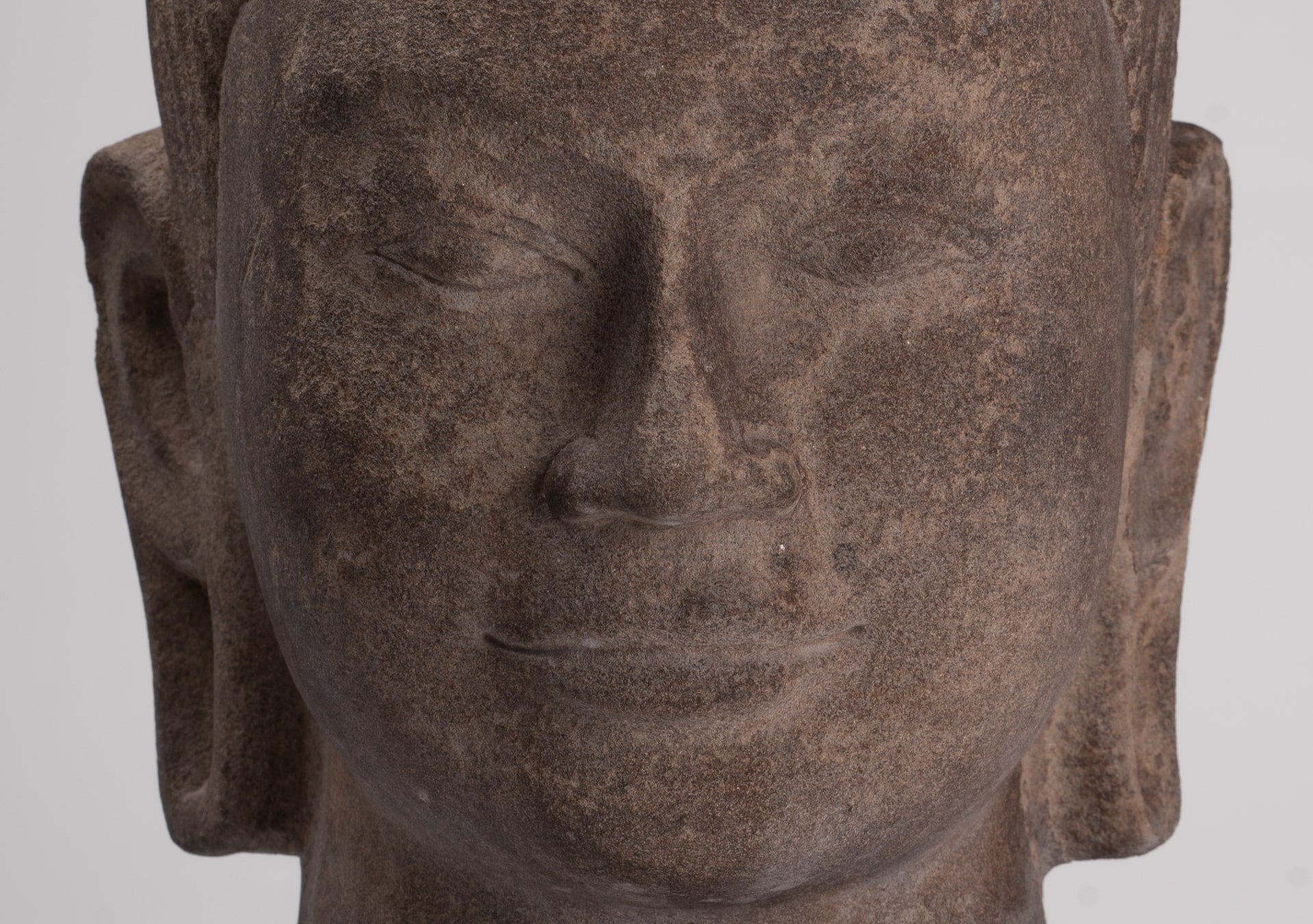 Female Statue - Antique Khmer Style Female Head - 46cm/18"
