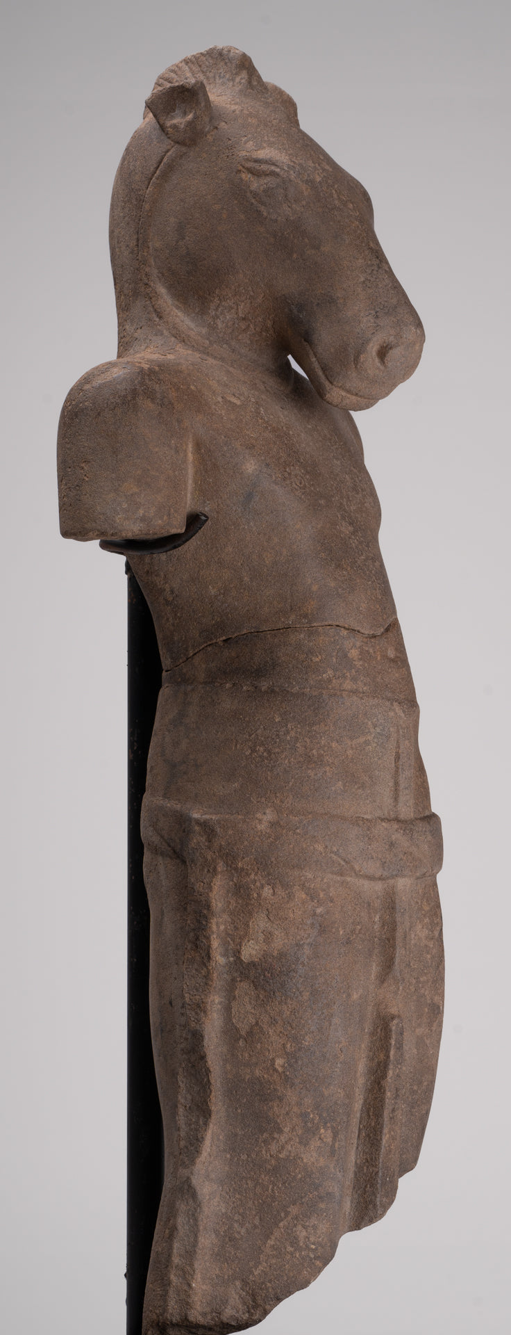 Antique Khmer Style Stone Phnom Da Hayagriva Kalkin Horse of Vishnu - 68cm/27"