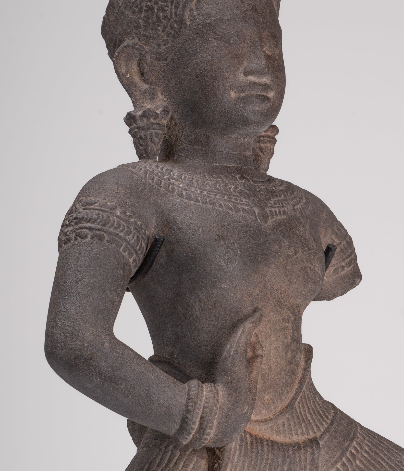 Apsara Statue - Antique Khmer Style Stone Angkor Apsara or Angel Statue - 58cm/23"