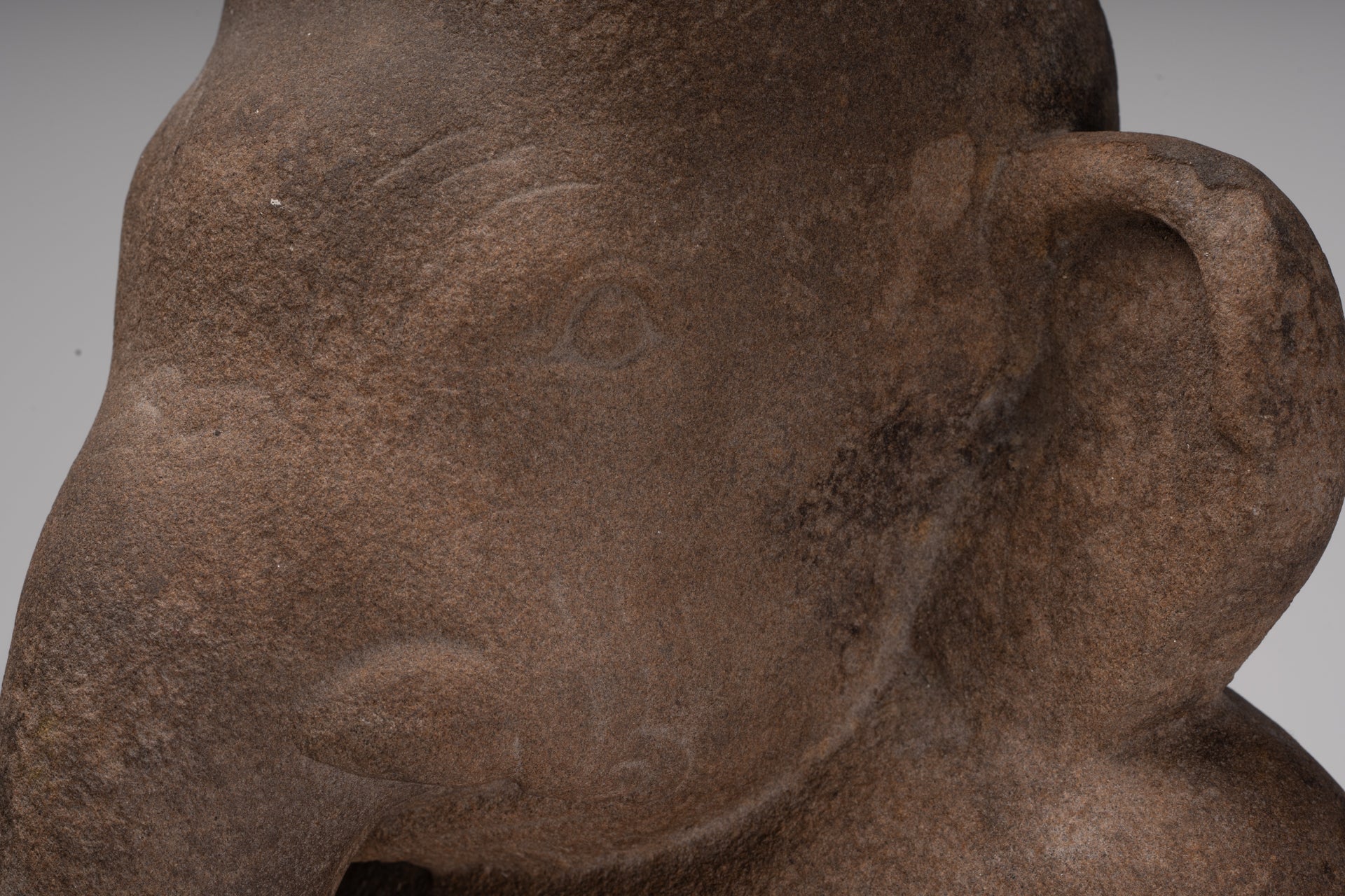 Ganesha Statue - Antique Khmer Style Stone Bayon Mounted Ganesha Torso Statue - 61cm/24"