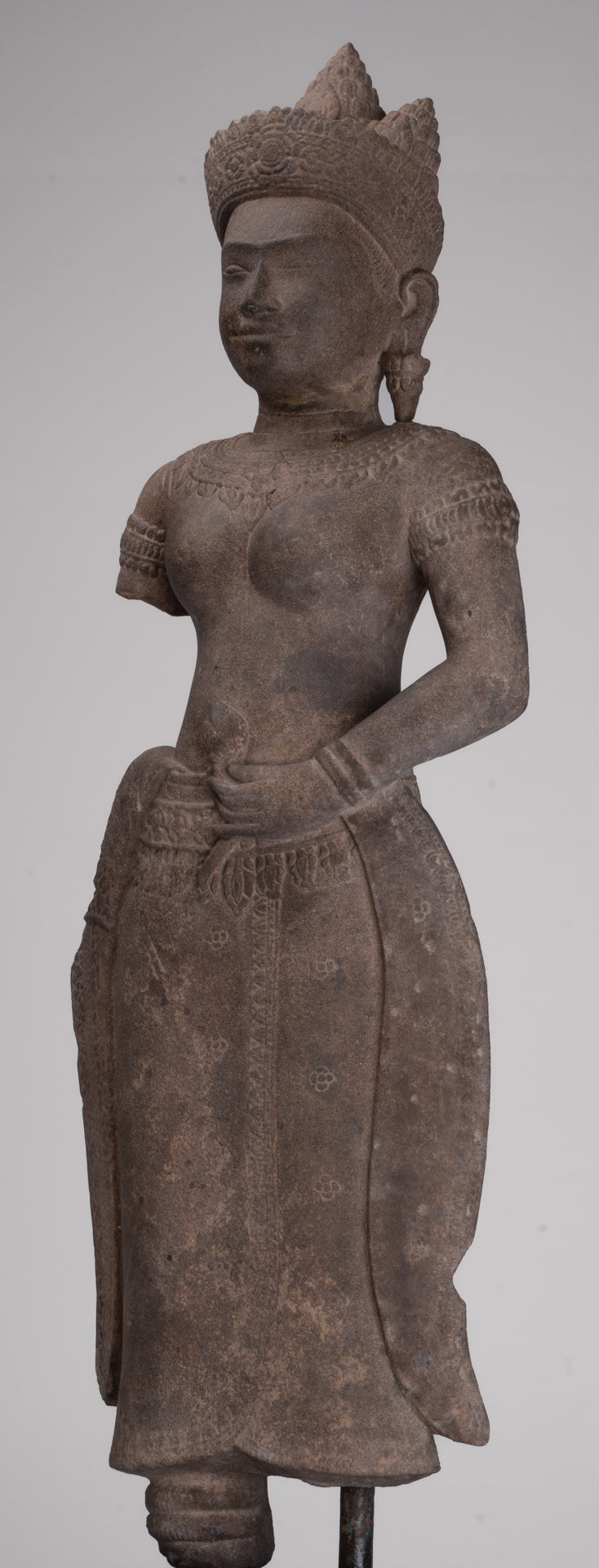 Apsara Statue - Antique Khmer Style Stone Angkor Wat Apsara or Angel Statue - 74cm/30"