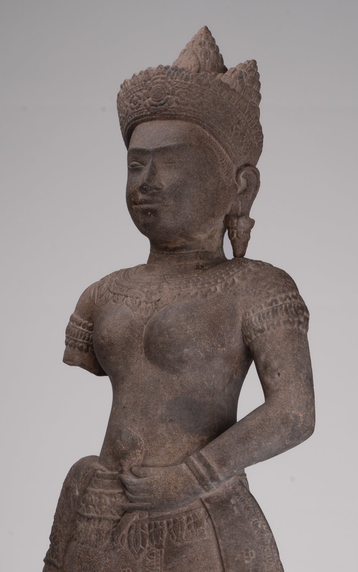 Apsara Statue - Antique Khmer Style Stone Angkor Wat Apsara or Angel Statue - 74cm/30"