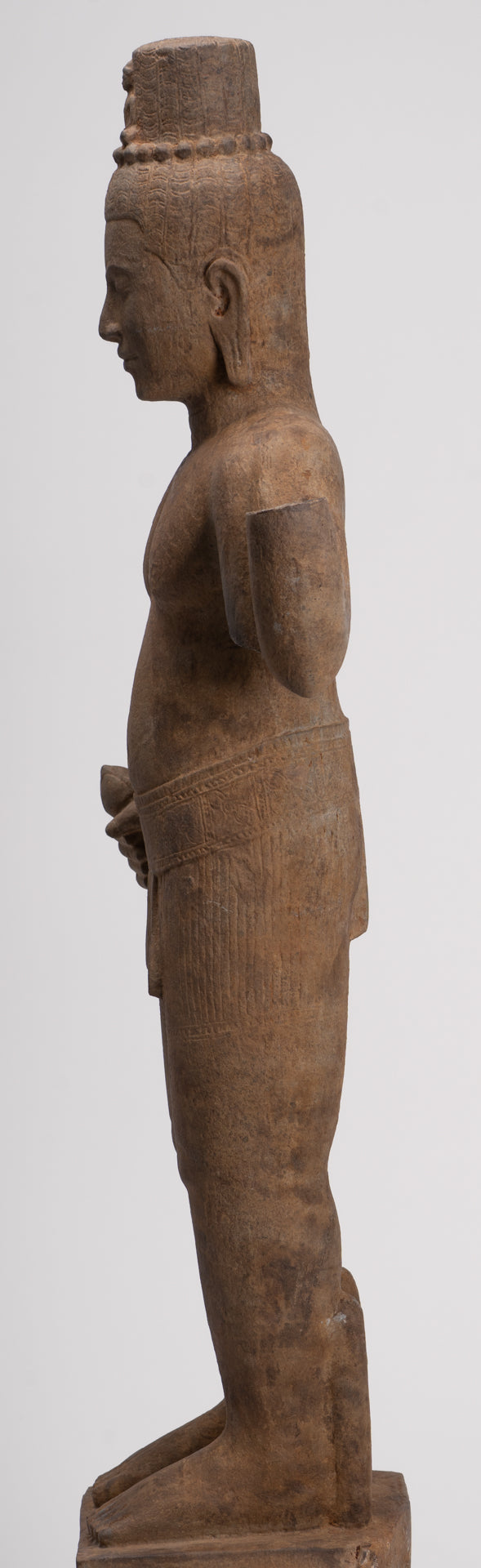 Antique Khmer Style Stone Koh Ker Standing Bodhisattva Avalokitesvara Statue - 91cm/36"