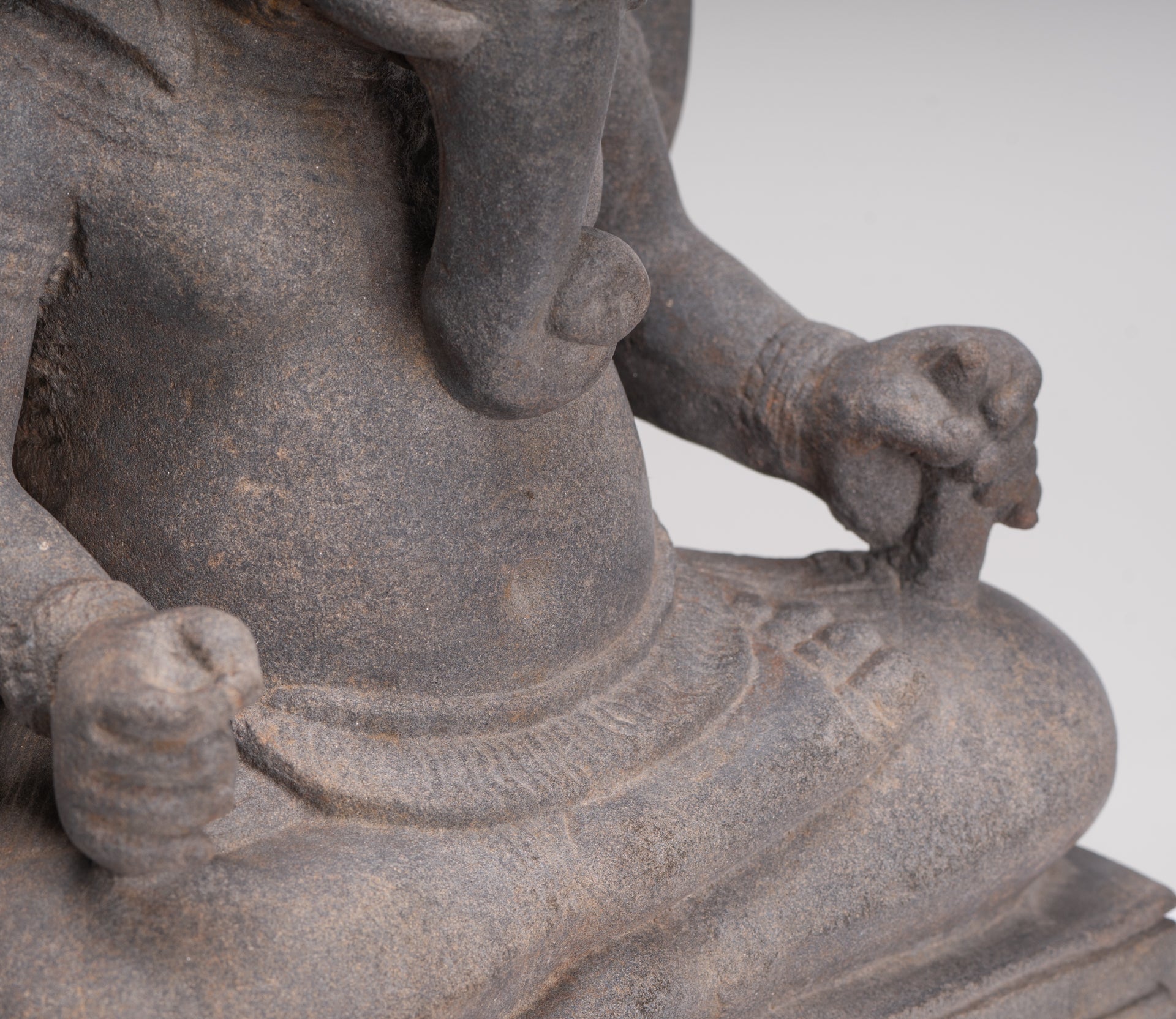 Ganesha Statue - Antique Khmer Style Angkor Wat Stone Stele Ganesh Statue - 63cm/25"