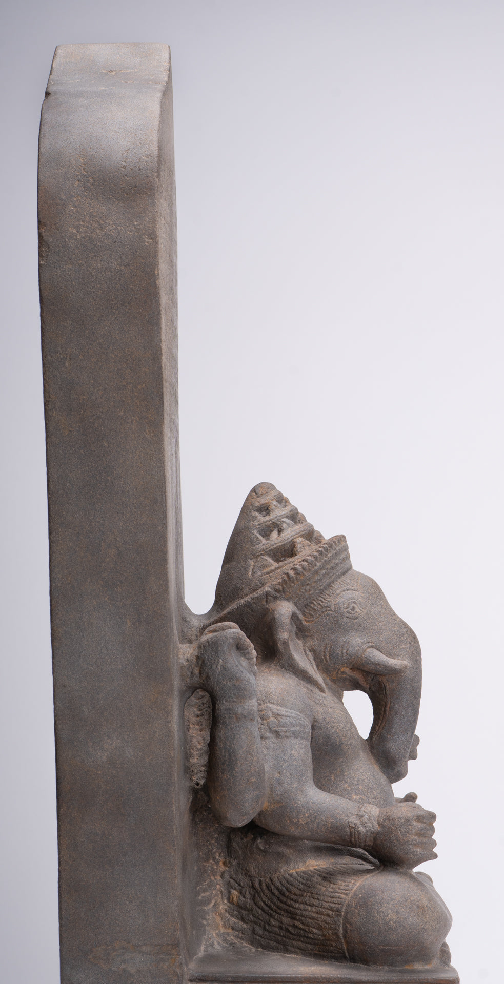 Ganesha Statue - Antique Khmer Style Angkor Wat Stone Stele Ganesh Statue - 63cm/25"