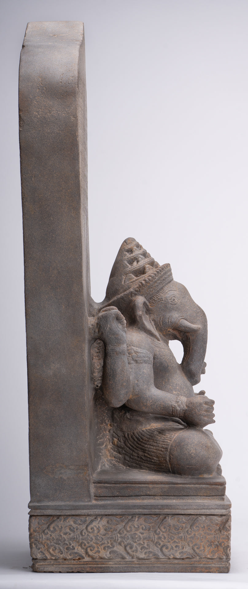 Ganesha Statue - Antique Khmer Style Angkor Wat Stone Stele Ganesh Statue - 63cm/25"