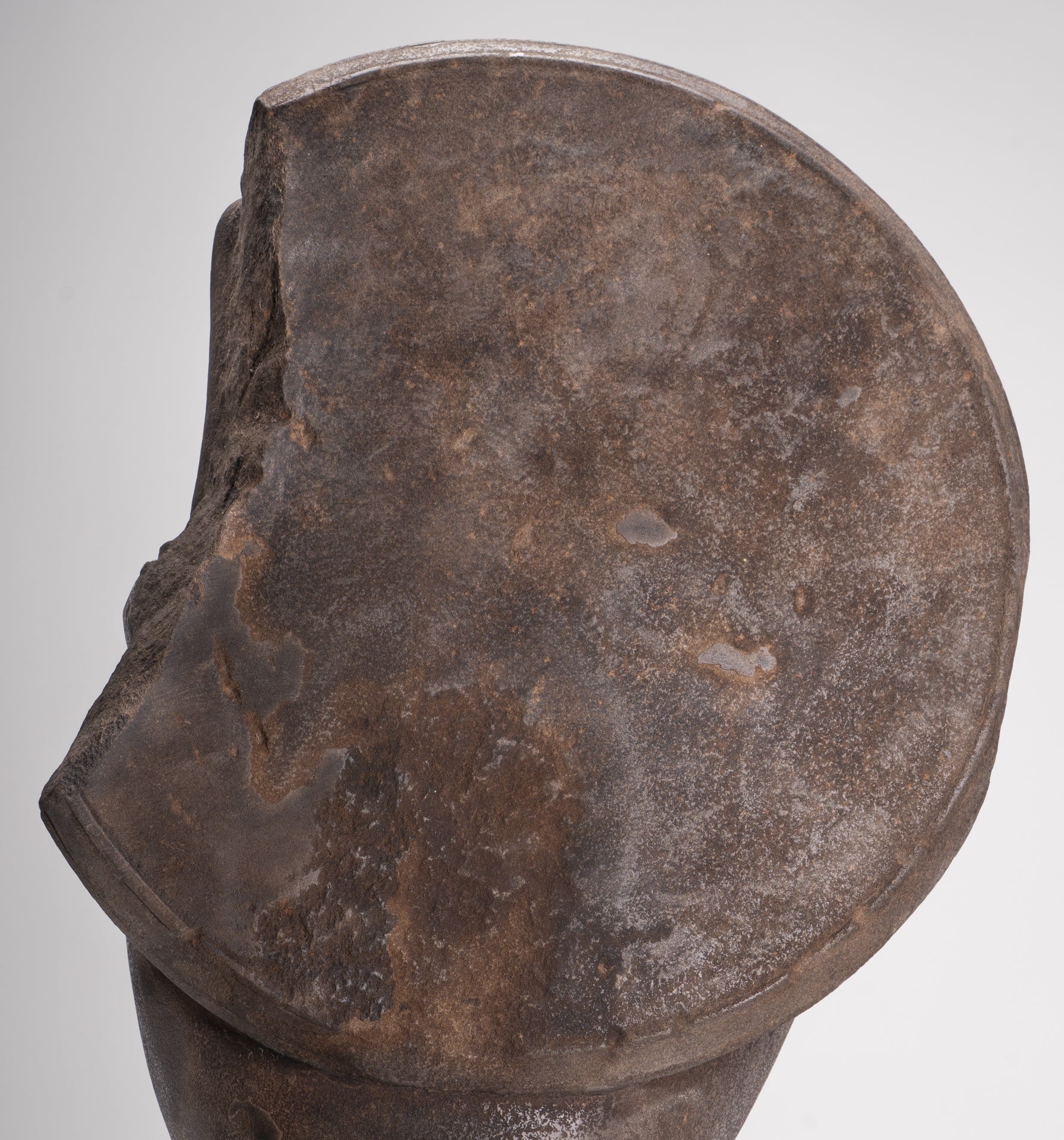 Jayavarman Statue - Antique Khmer Style Stone Bayon Mounted Jayavarman Bodyguard Shield Statue - 69cm/28"