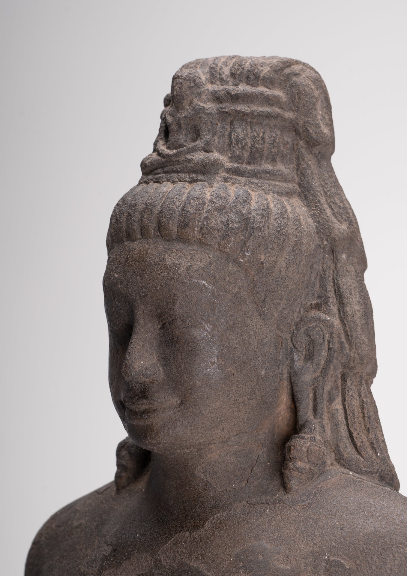 Antique Thai Style Stone Standing Bodhisattva Avalokitesvara Statue - 76cm/30"