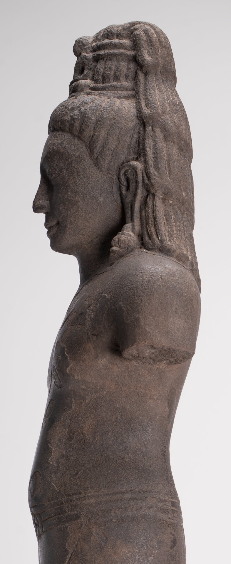 Antique Thai Style Stone Standing Bodhisattva Avalokitesvara Statue - 76cm/30"