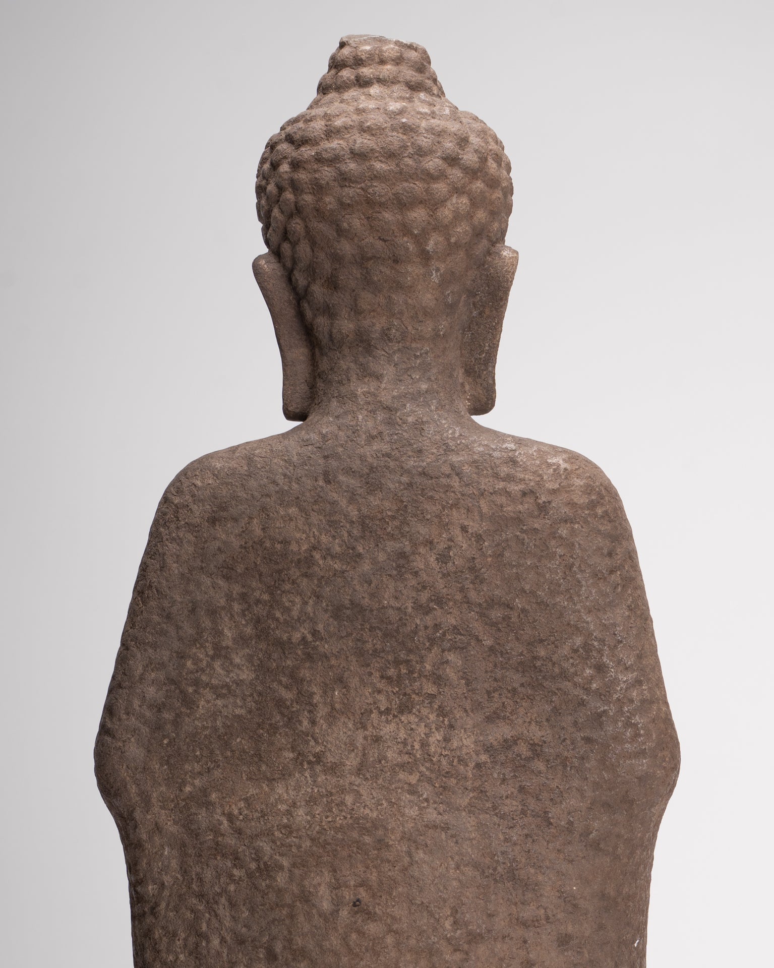 Buddha Statue - Antique Thai Style Stone Dvaravati Protection Buddha Statue - 76cm/30" Tall