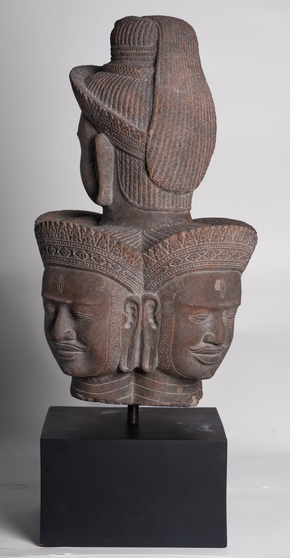 Shiva Statue - Antique Angkor Style Khmer Stone Pancha-Mukha Shiva Statue - The Destroyer - 72cm/29"