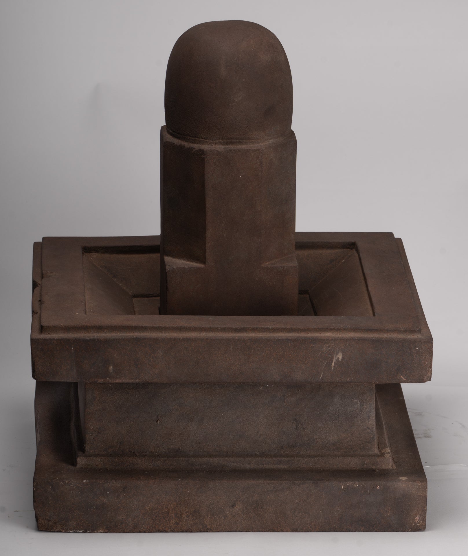 Linga Statue - Antique Khmer Style Two Piece Stone Linga / Lingnum & Yoni - 47cm/19"